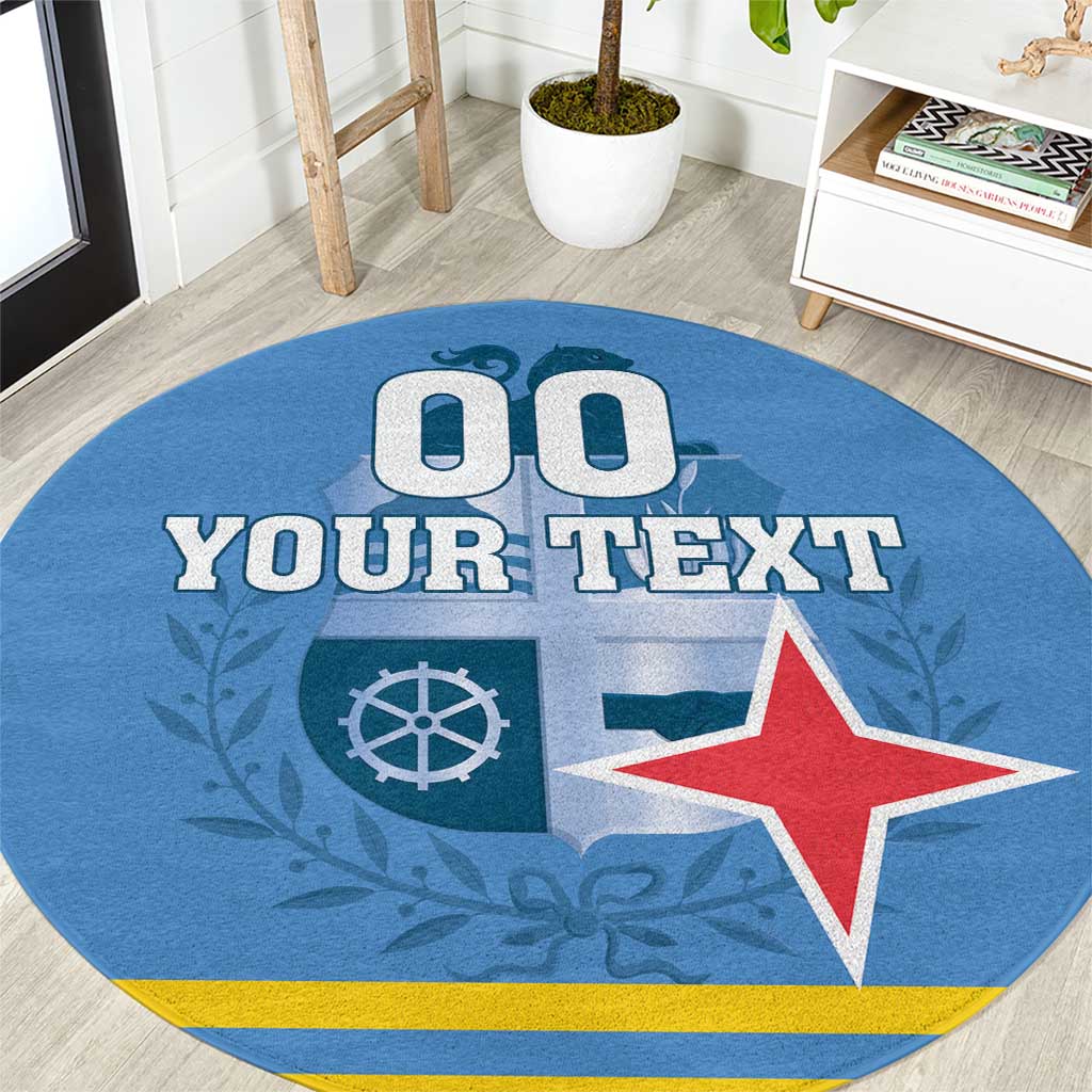 Custom Aruba Coat Of Arms Round Carpet With Flag Style