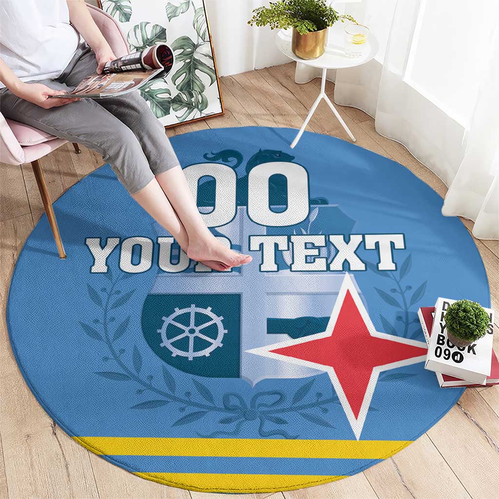 Custom Aruba Coat Of Arms Round Carpet With Flag Style