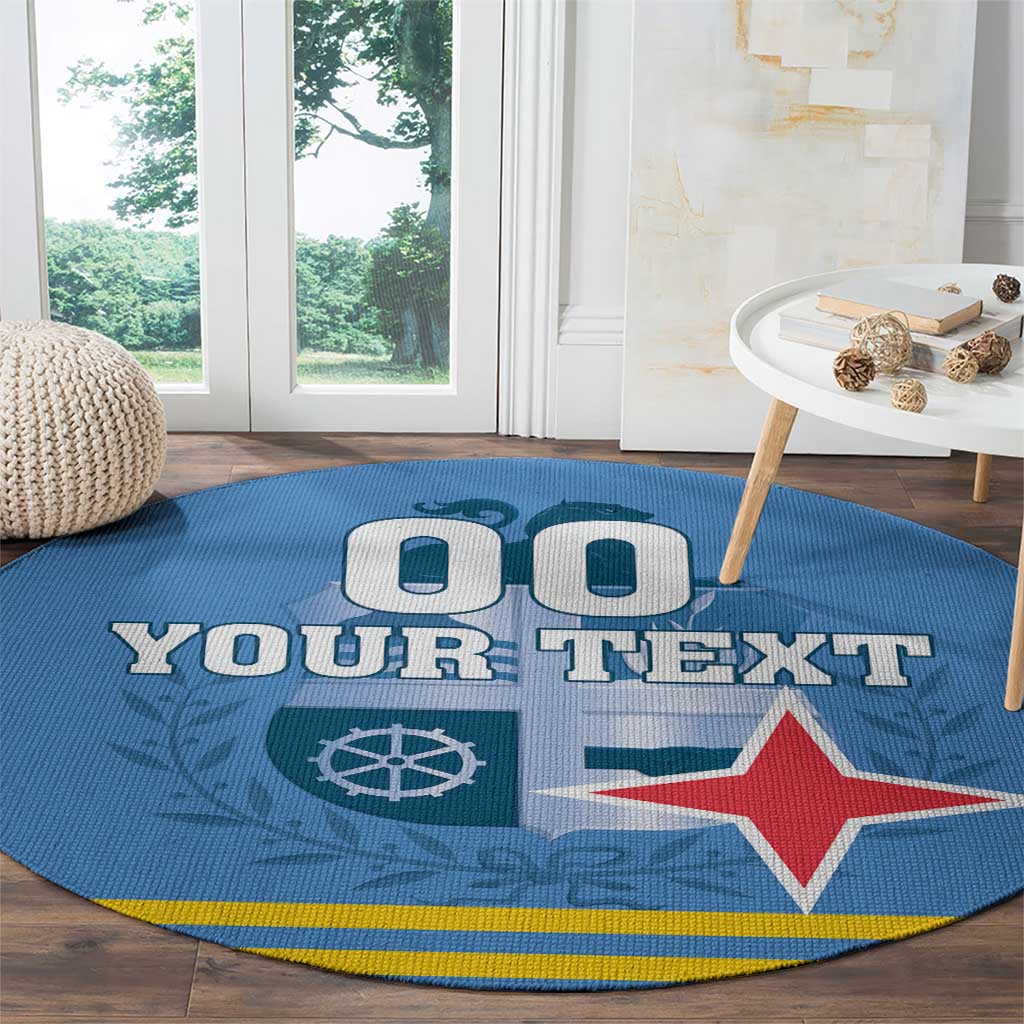 Custom Aruba Coat Of Arms Round Carpet With Flag Style