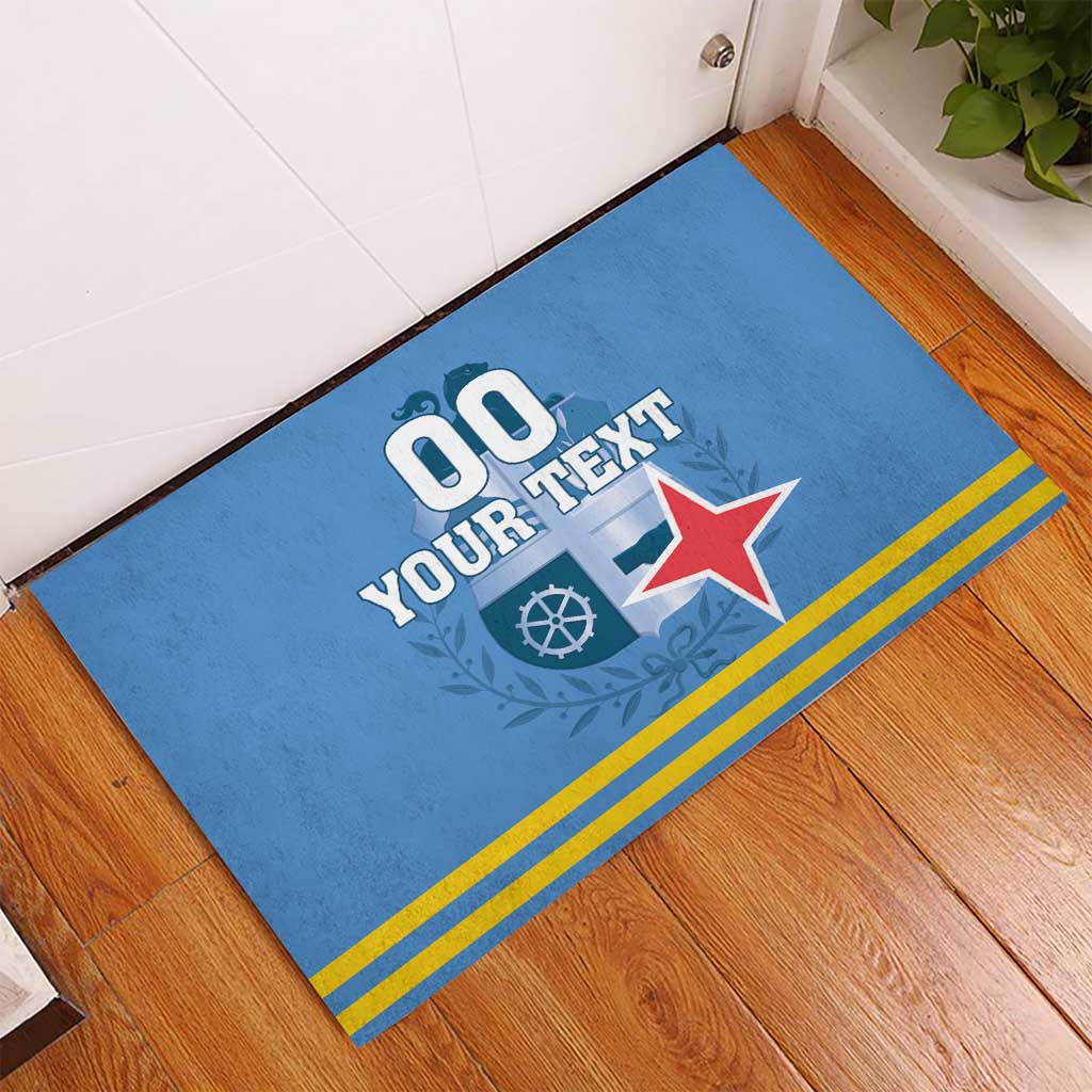 Custom Aruba Coat Of Arms Rubber Doormat With Flag Style - Wonder Print Shop