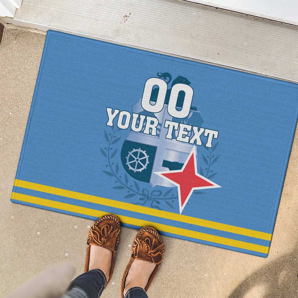 Custom Aruba Coat Of Arms Rubber Doormat With Flag Style - Wonder Print Shop