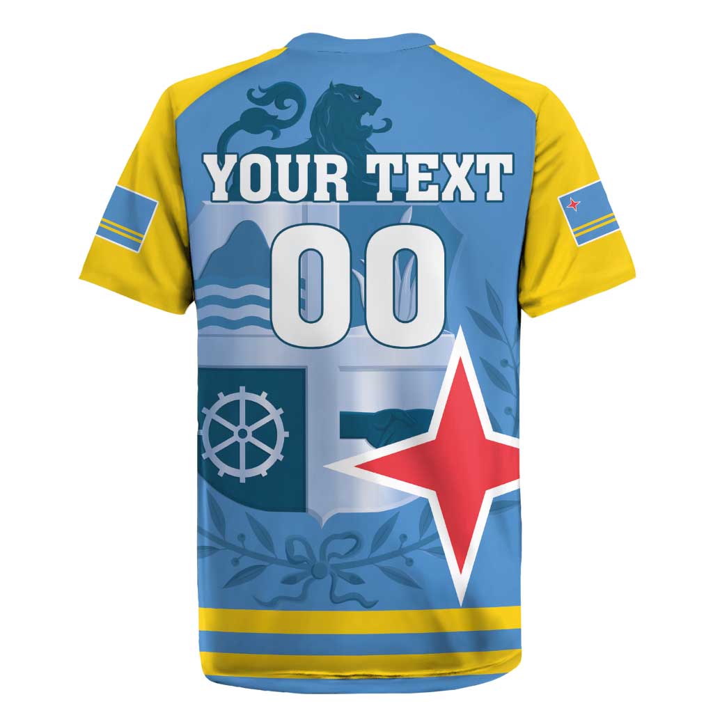 Custom Aruba Coat Of Arms Rugby Jersey With Flag Style - Wonder Print Shop