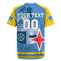 Custom Aruba Coat Of Arms Rugby Jersey With Flag Style - Wonder Print Shop