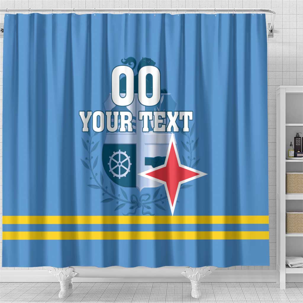 Custom Aruba Coat Of Arms Shower Curtain With Flag Style