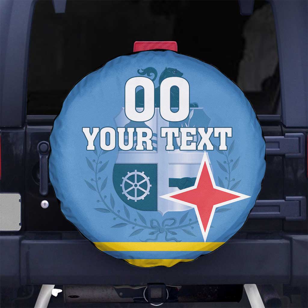 Custom Aruba Coat Of Arms Spare Tire Cover With Flag Style - Wonder Print Shop