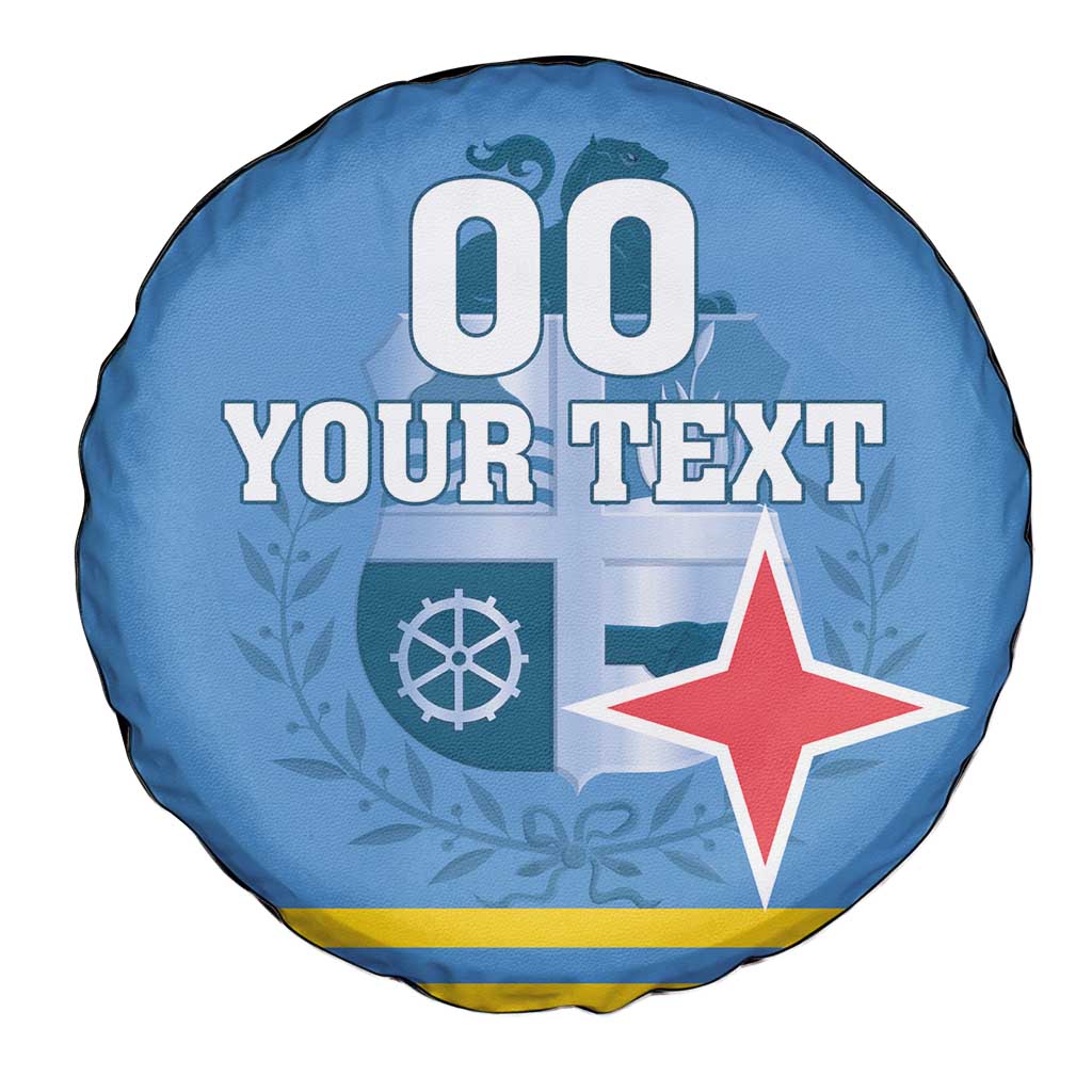 Custom Aruba Coat Of Arms Spare Tire Cover With Flag Style - Wonder Print Shop