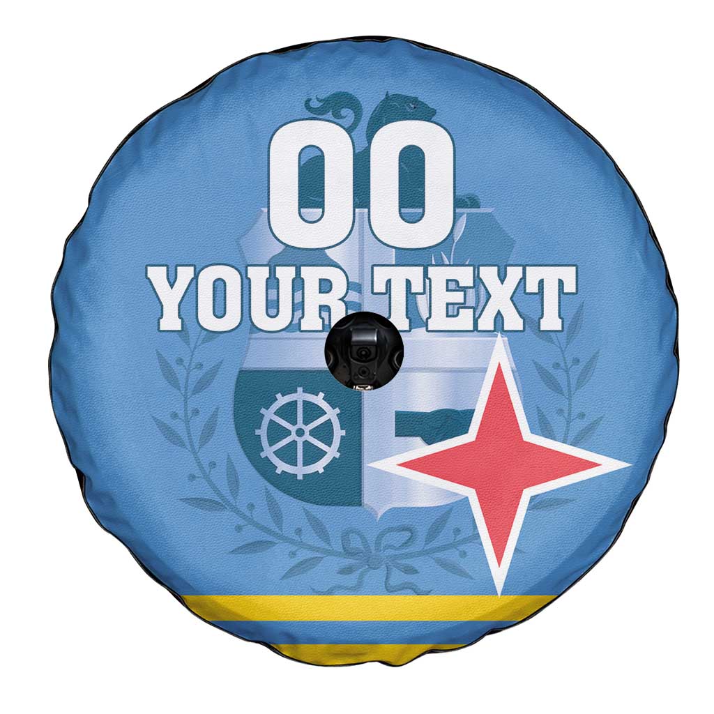 Custom Aruba Coat Of Arms Spare Tire Cover With Flag Style - Wonder Print Shop