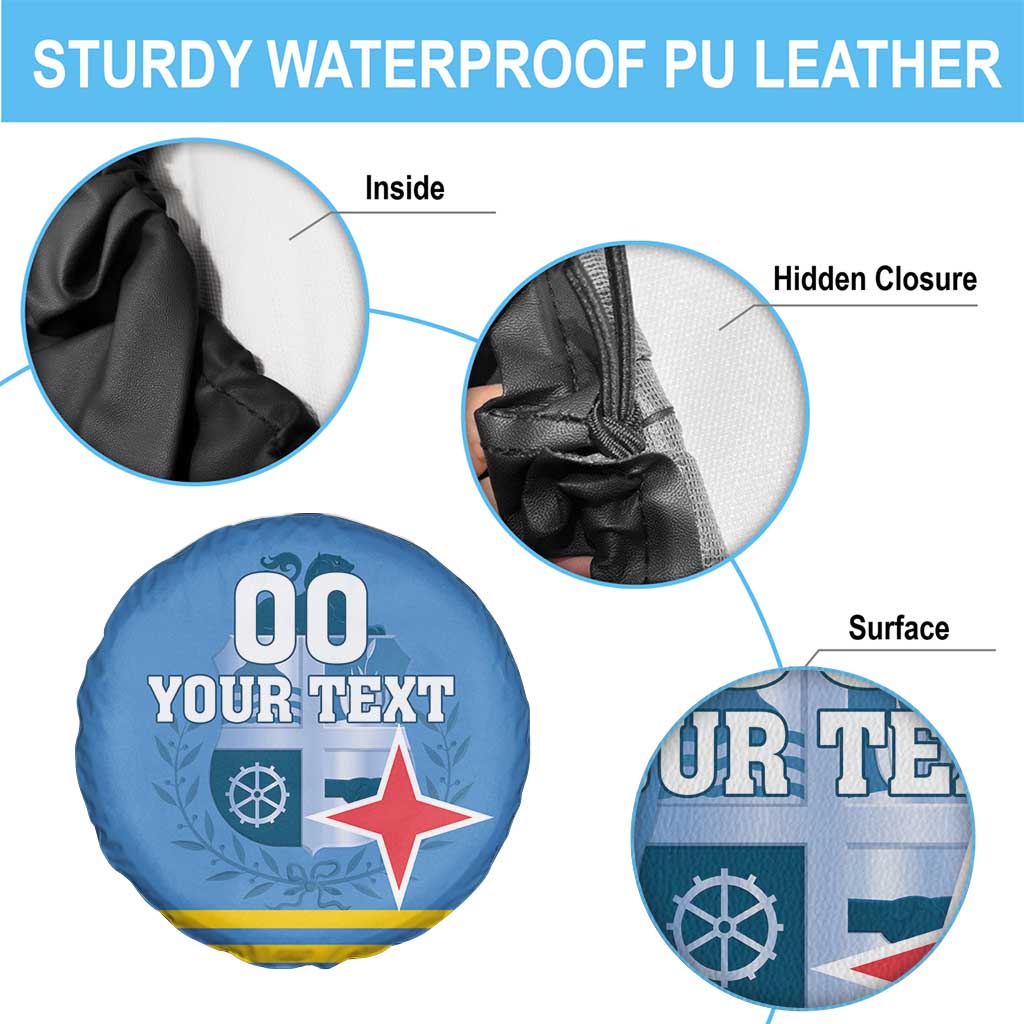 Custom Aruba Coat Of Arms Spare Tire Cover With Flag Style - Wonder Print Shop