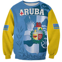 Custom Aruba Coat Of Arms Sweatshirt With Flag Style - Wonder Print Shop