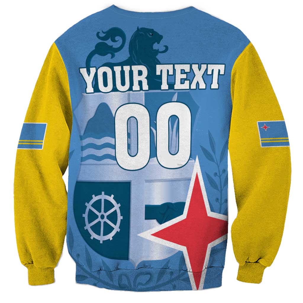 Custom Aruba Coat Of Arms Sweatshirt With Flag Style - Wonder Print Shop