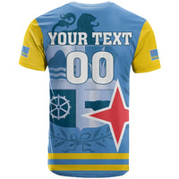 Custom Aruba Coat Of Arms T Shirt With Flag Style - Wonder Print Shop