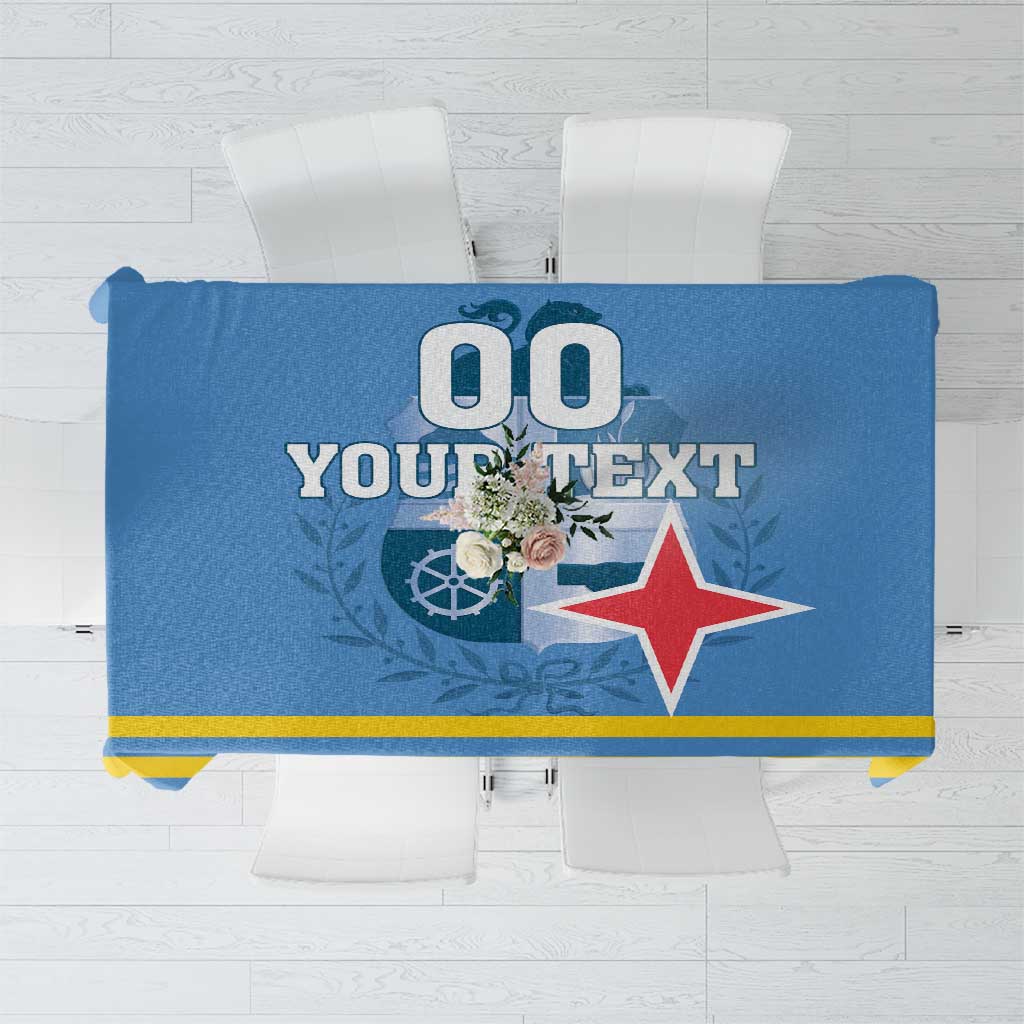 Custom Aruba Coat Of Arms Tablecloth With Flag Style - Wonder Print Shop