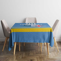 Custom Aruba Coat Of Arms Tablecloth With Flag Style - Wonder Print Shop
