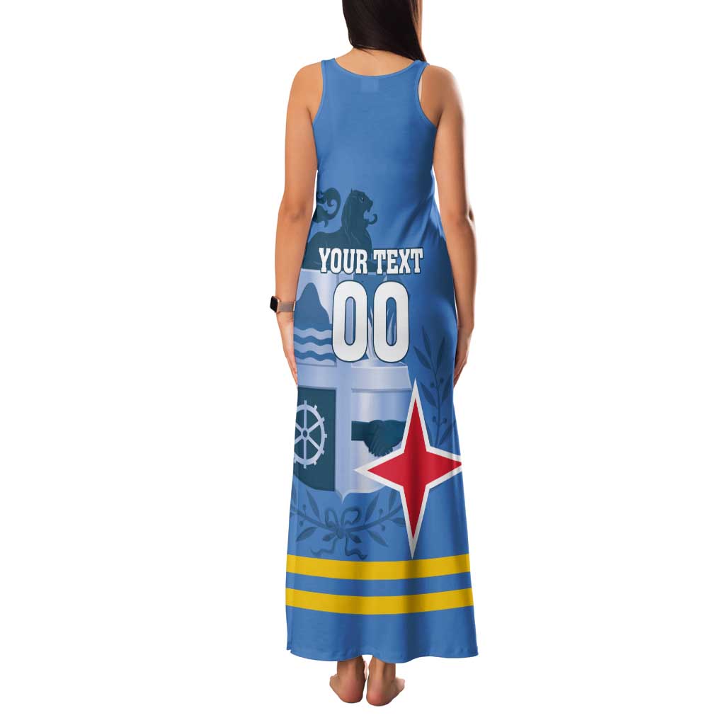 Custom Aruba Coat Of Arms Tank Maxi Dress With Flag Style - Wonder Print Shop