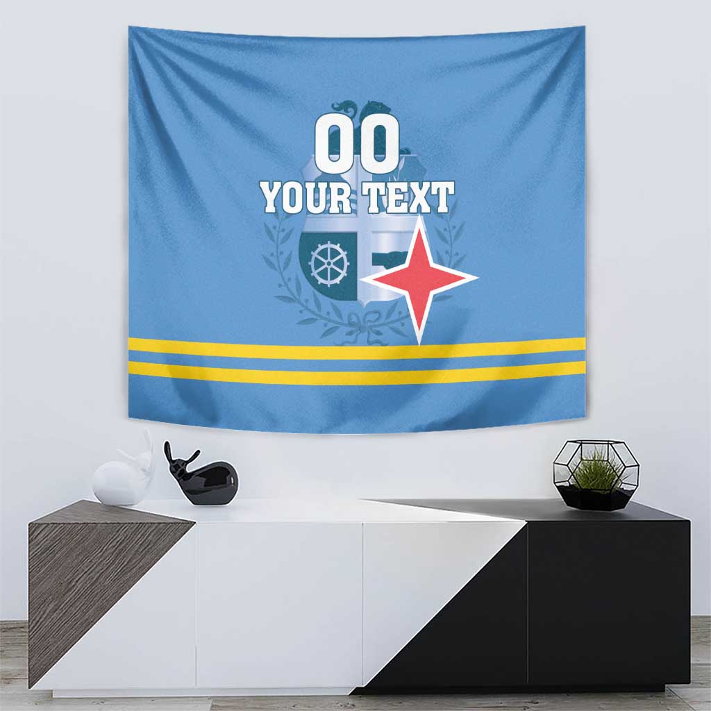 Custom Aruba Coat Of Arms Tapestry With Flag Style - Wonder Print Shop