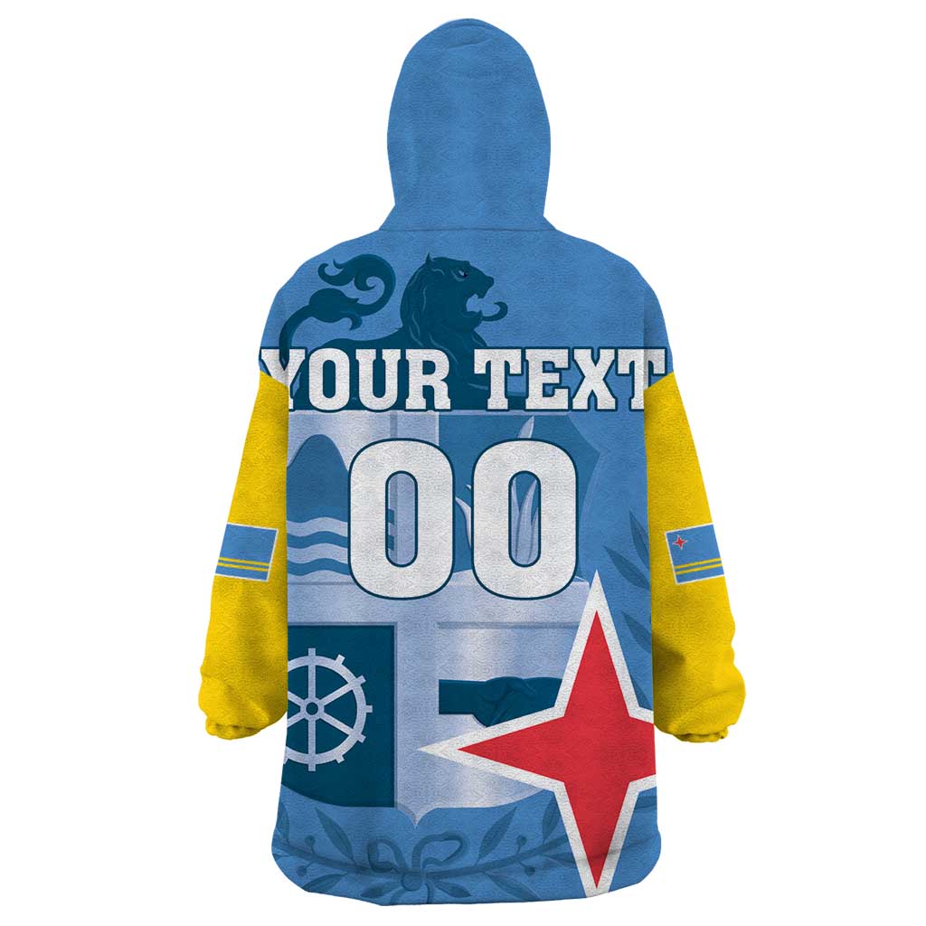 Custom Aruba Coat Of Arms Wearable Blanket Hoodie With Flag Style - Wonder Print Shop