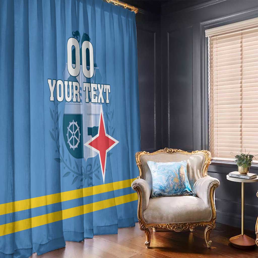 Custom Aruba Coat Of Arms Window Curtain With Flag Style - Wonder Print Shop