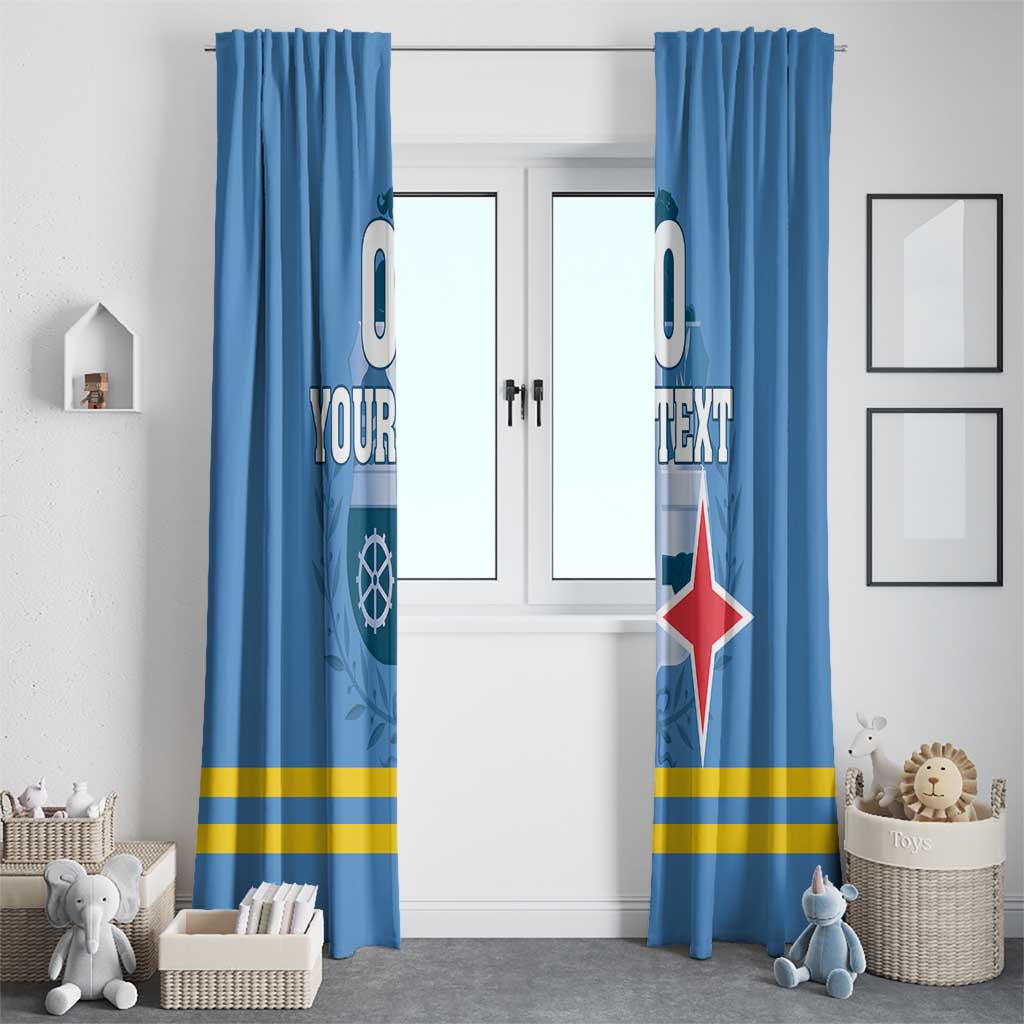 Custom Aruba Coat Of Arms Window Curtain With Flag Style - Wonder Print Shop