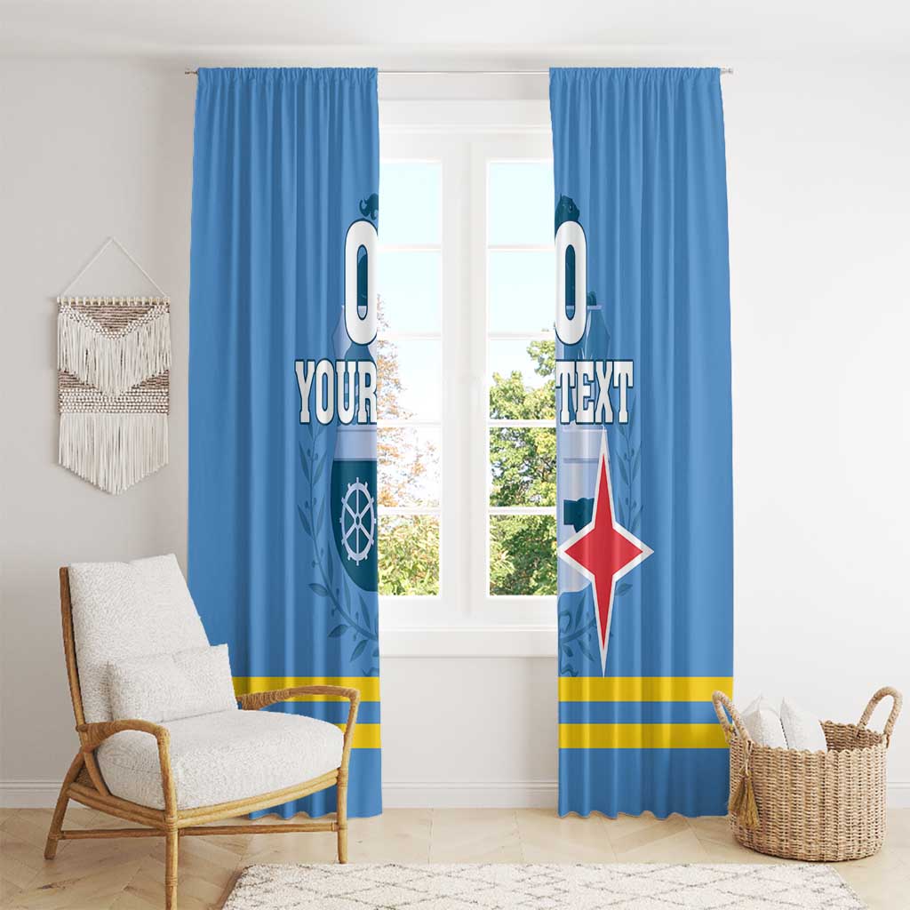 Custom Aruba Coat Of Arms Window Curtain With Flag Style - Wonder Print Shop