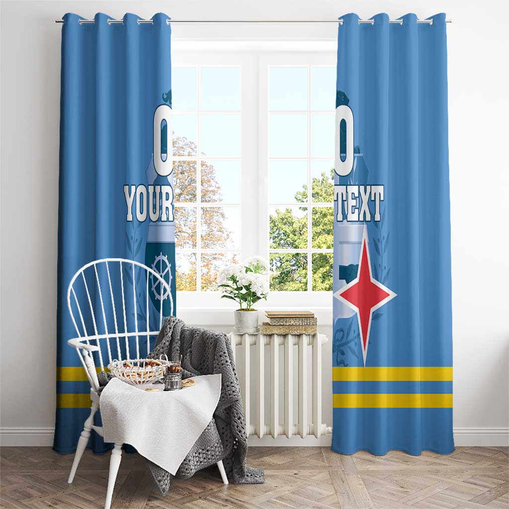 Custom Aruba Coat Of Arms Window Curtain With Flag Style - Wonder Print Shop