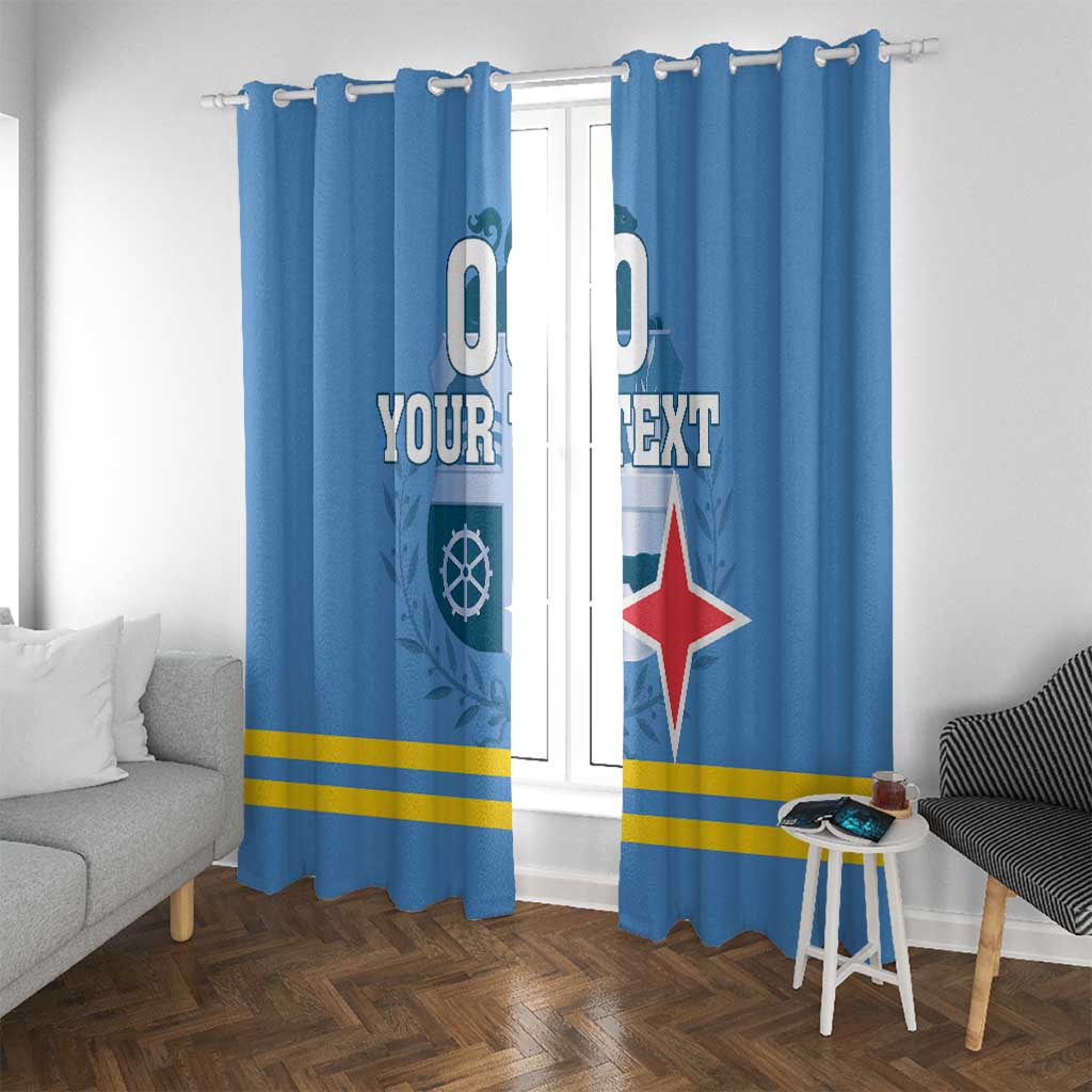 Custom Aruba Coat Of Arms Window Curtain With Flag Style - Wonder Print Shop