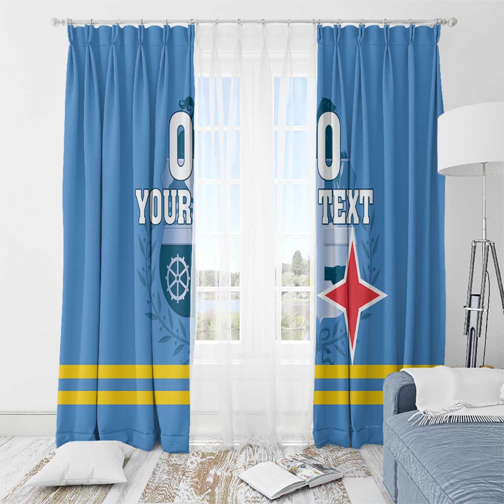 Custom Aruba Coat Of Arms Window Curtain With Flag Style - Wonder Print Shop