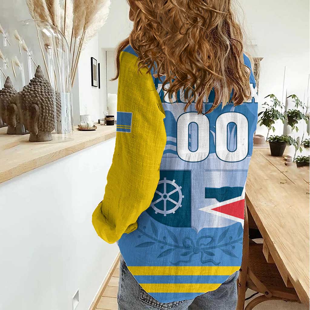 Custom Aruba Coat Of Arms Women Casual Shirt With Flag Style - Wonder Print Shop