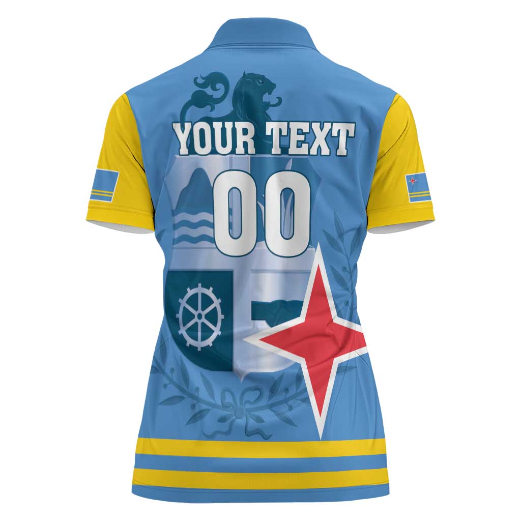 Custom Aruba Coat Of Arms Women Polo Shirt With Flag Style - Wonder Print Shop
