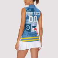 Custom Aruba Coat Of Arms Women Sleeveless Polo Shirt With Flag Style - Wonder Print Shop