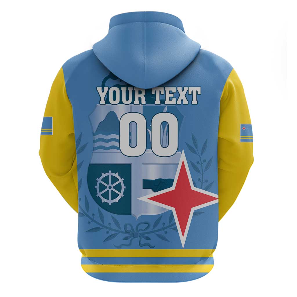 Custom Aruba Coat Of Arms Zip Hoodie With Flag Style - Wonder Print Shop