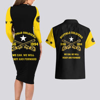 Personalized Buffalo Soldier Couples Matching Long Sleeve Bodycon Dress and Hawaiian Shirt We Can We Will Ready And Forward - Wonder Print Shop