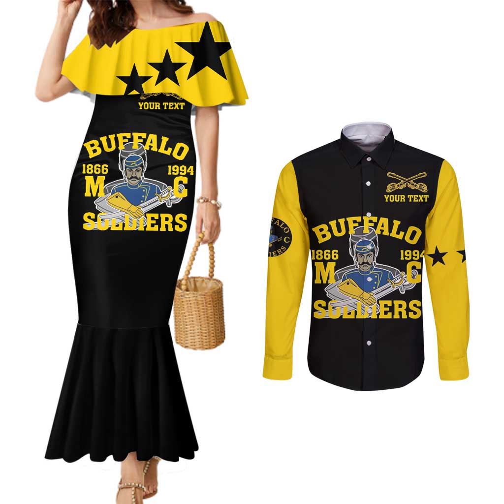 Personalized Buffalo Soldier Couples Matching Mermaid Dress and Long Sleeve Button Shirt We Can We Will Ready And Forward