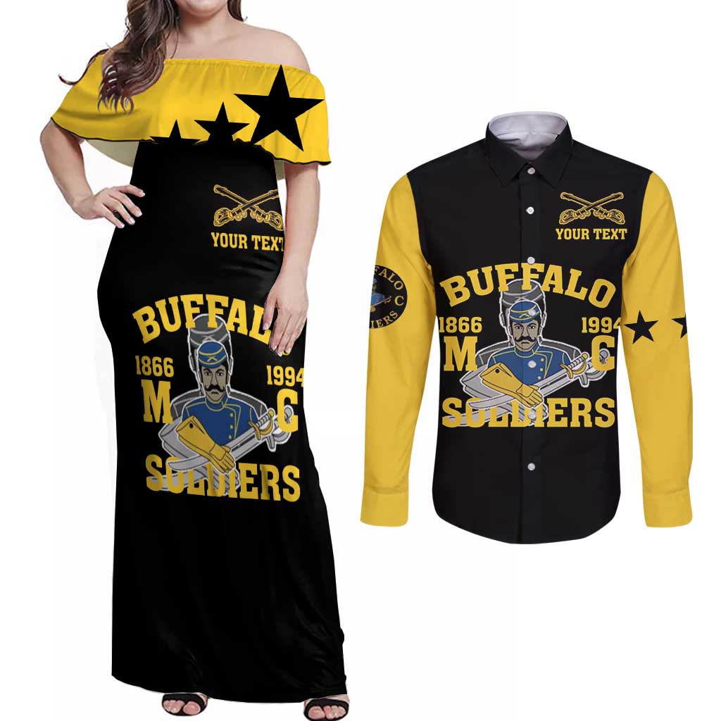 Personalized Buffalo Soldier Couples Matching Off Shoulder Maxi Dress and Long Sleeve Button Shirt We Can We Will Ready And Forward - Wonder Print Shop