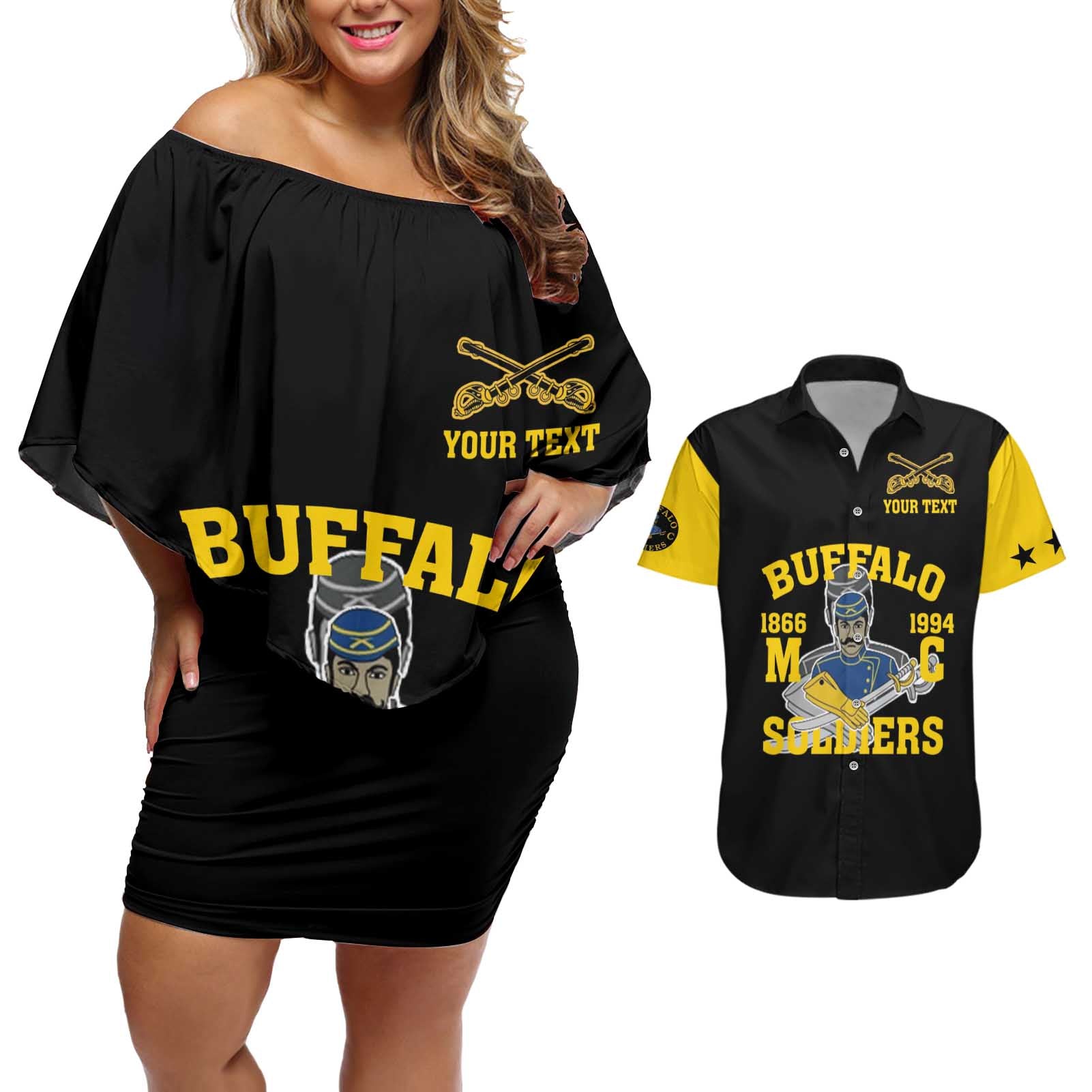 Personalized Buffalo Soldier Couples Matching Off Shoulder Short Dress and Hawaiian Shirt We Can We Will Ready And Forward - Wonder Print Shop
