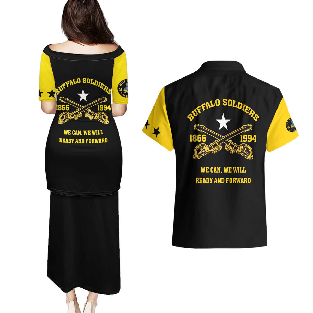 Personalized Buffalo Soldier Couples Matching Puletasi and Hawaiian Shirt We Can We Will Ready And Forward - Wonder Print Shop