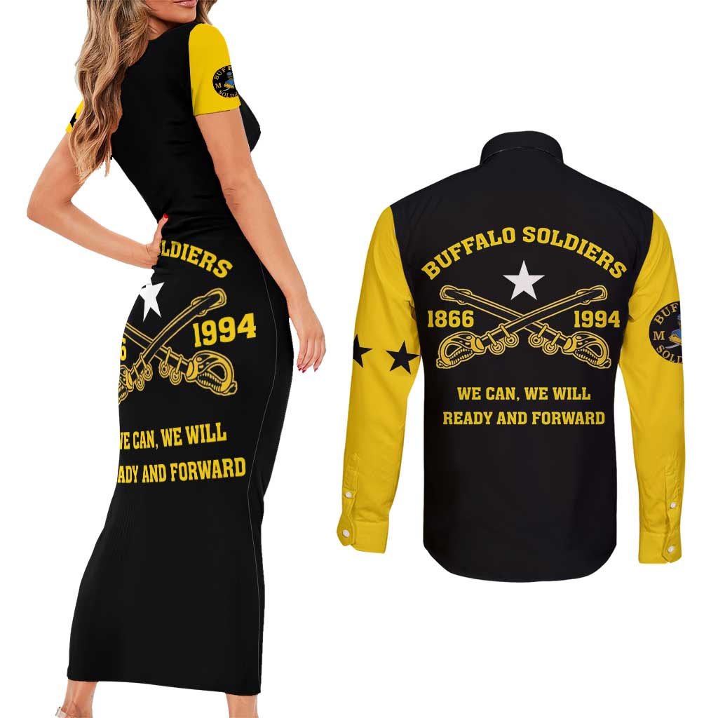Personalized Buffalo Soldier Couples Matching Short Sleeve Bodycon Dress and Long Sleeve Button Shirt We Can We Will Ready And Forward - Wonder Print Shop