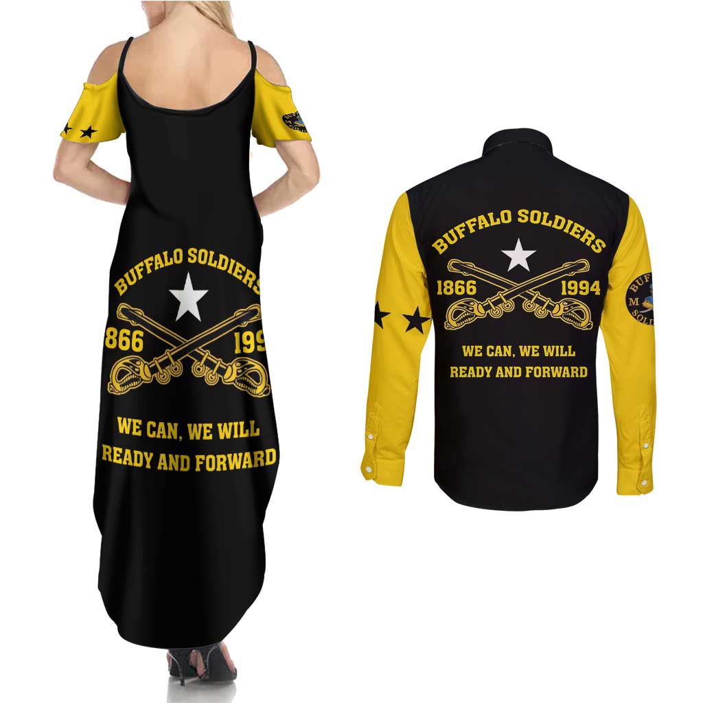 Personalized Buffalo Soldier Couples Matching Summer Maxi Dress and Long Sleeve Button Shirt We Can We Will Ready And Forward - Wonder Print Shop