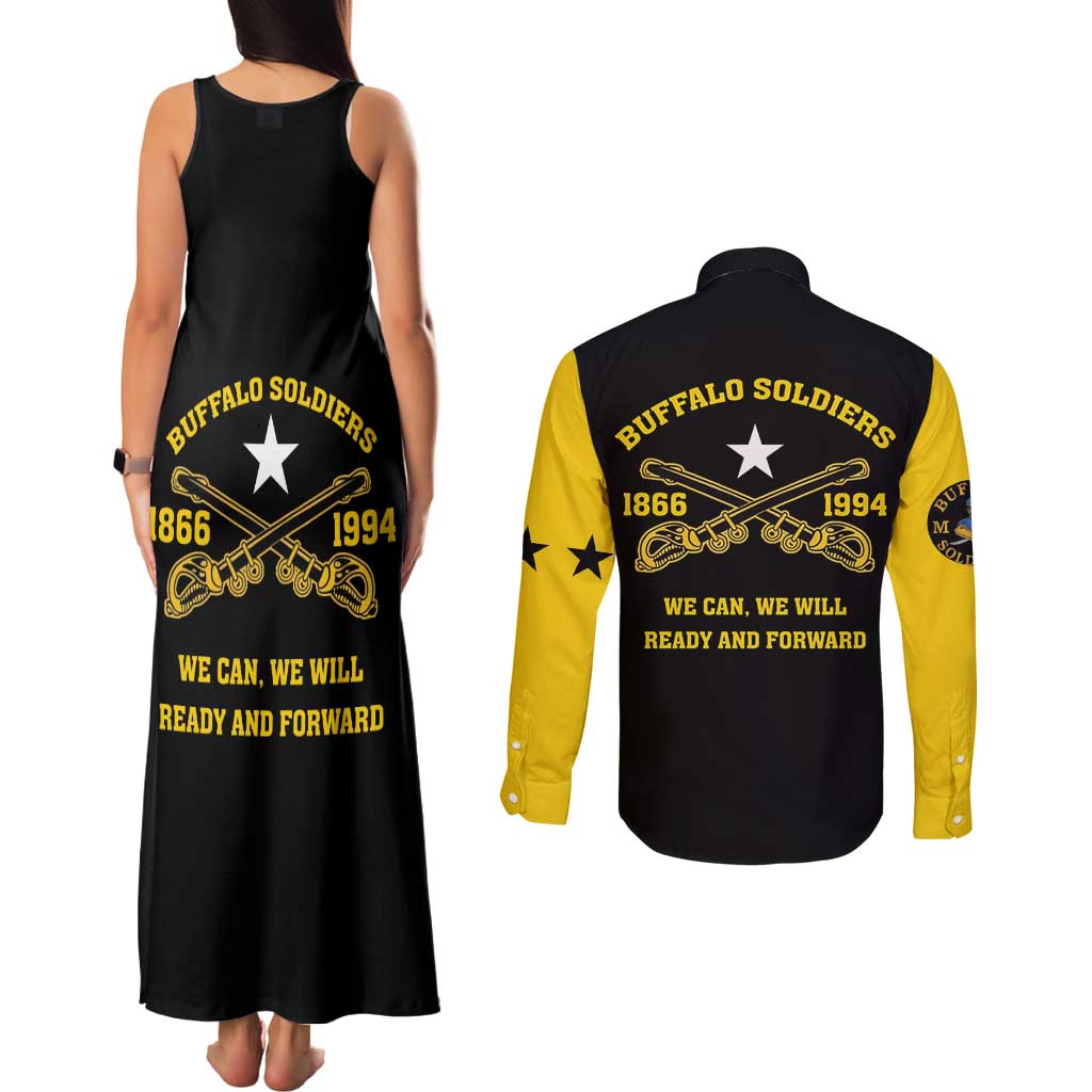 Personalized Buffalo Soldier Couples Matching Tank Maxi Dress and Long Sleeve Button Shirt We Can We Will Ready And Forward - Wonder Print Shop