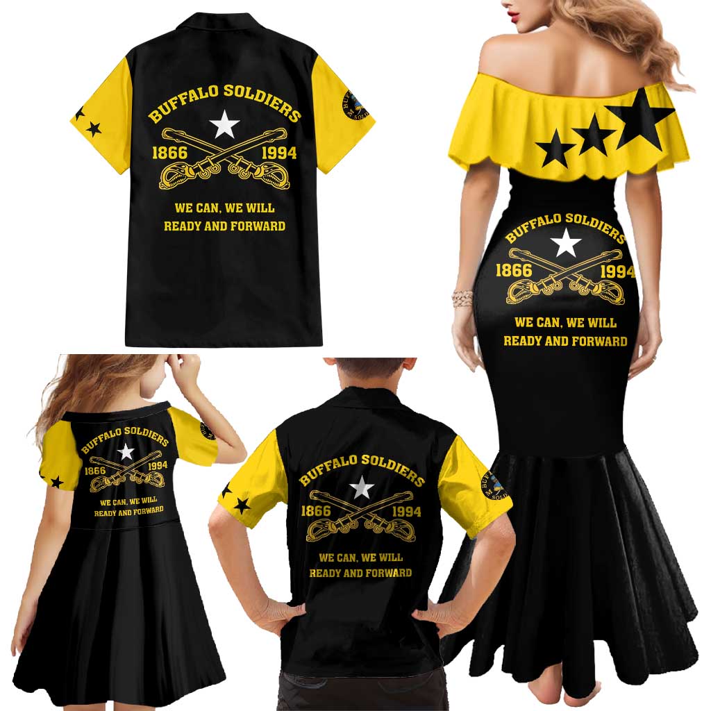 Personalized Buffalo Soldier Family Matching Mermaid Dress and Hawaiian Shirt We Can We Will Ready And Forward - Wonder Print Shop