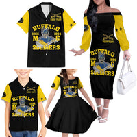 Personalized Buffalo Soldier Family Matching Off The Shoulder Long Sleeve Dress and Hawaiian Shirt We Can We Will Ready And Forward - Wonder Print Shop
