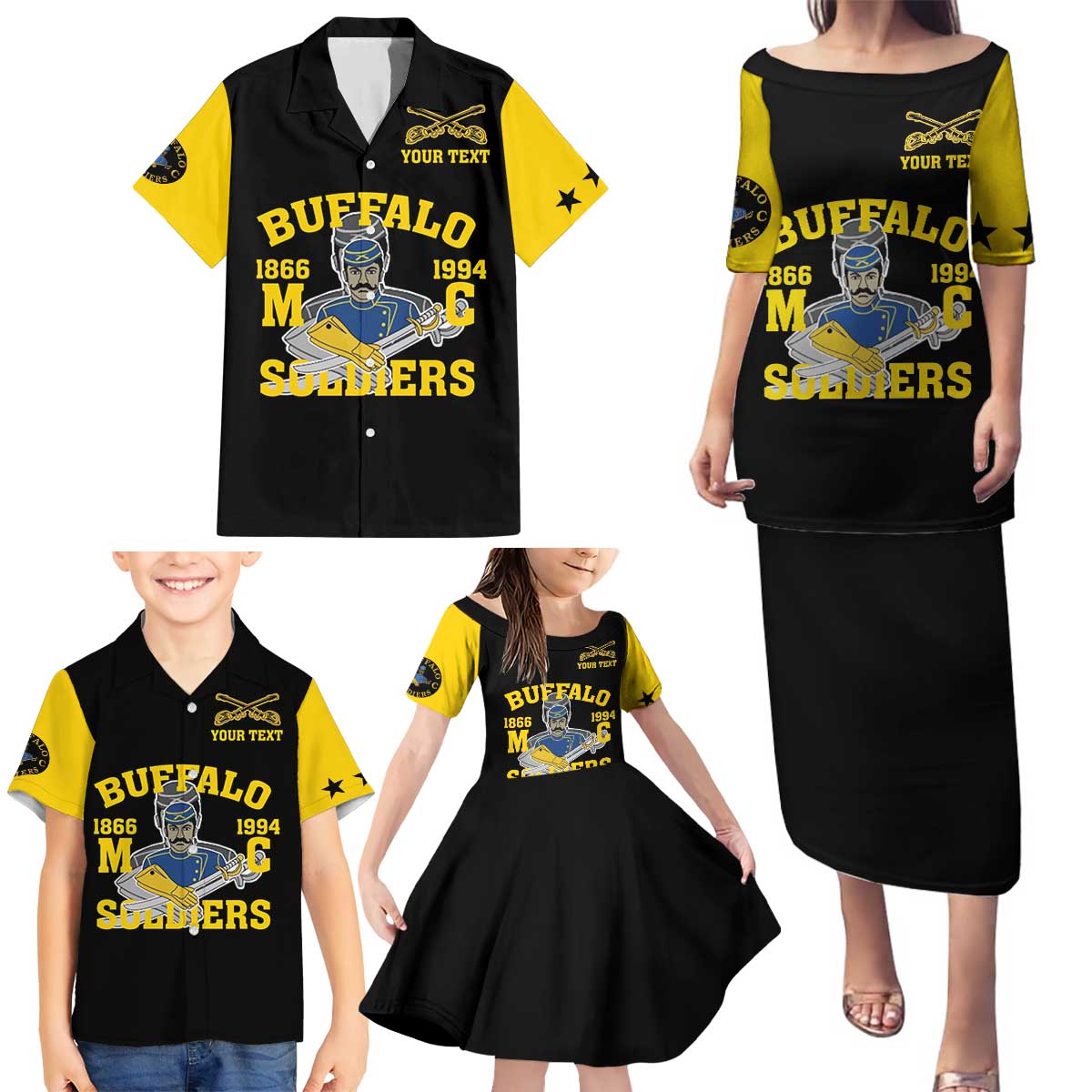Personalized Buffalo Soldier Family Matching Puletasi and Hawaiian Shirt We Can We Will Ready And Forward - Wonder Print Shop