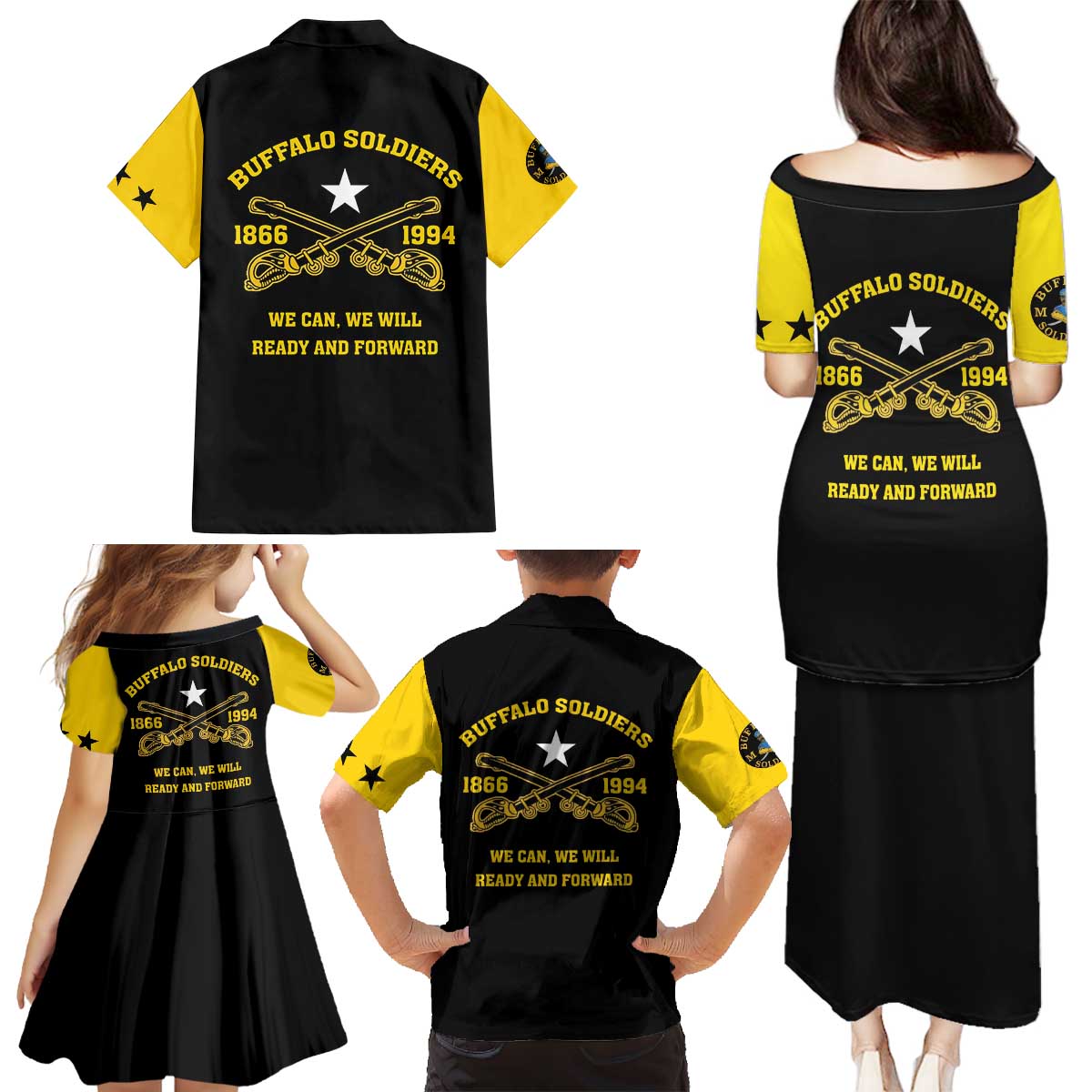 Personalized Buffalo Soldier Family Matching Puletasi and Hawaiian Shirt We Can We Will Ready And Forward - Wonder Print Shop