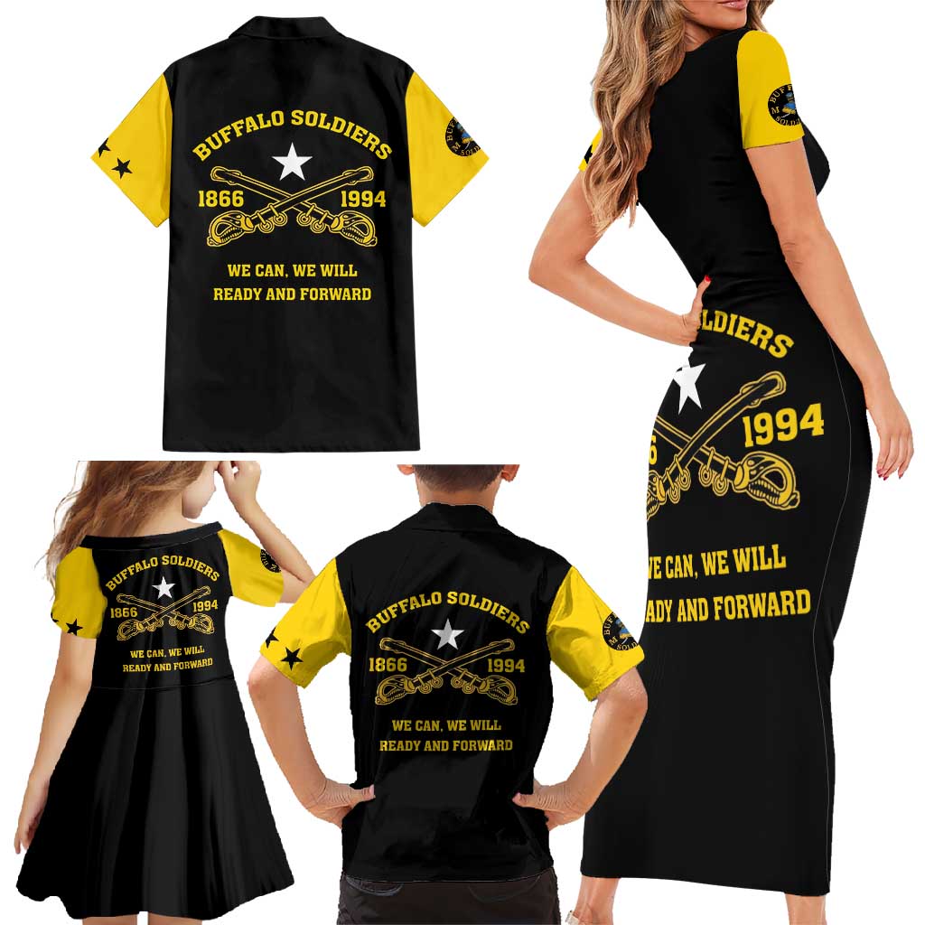 Personalized Buffalo Soldier Family Matching Short Sleeve Bodycon Dress and Hawaiian Shirt We Can We Will Ready And Forward - Wonder Print Shop