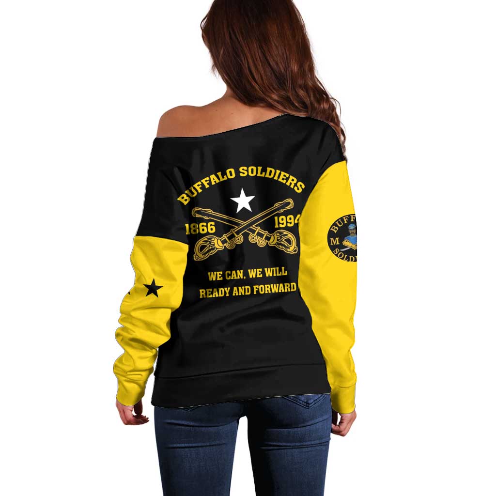 Personalized Buffalo Soldier Off Shoulder Sweater We Can We Will Ready And Forward - Wonder Print Shop
