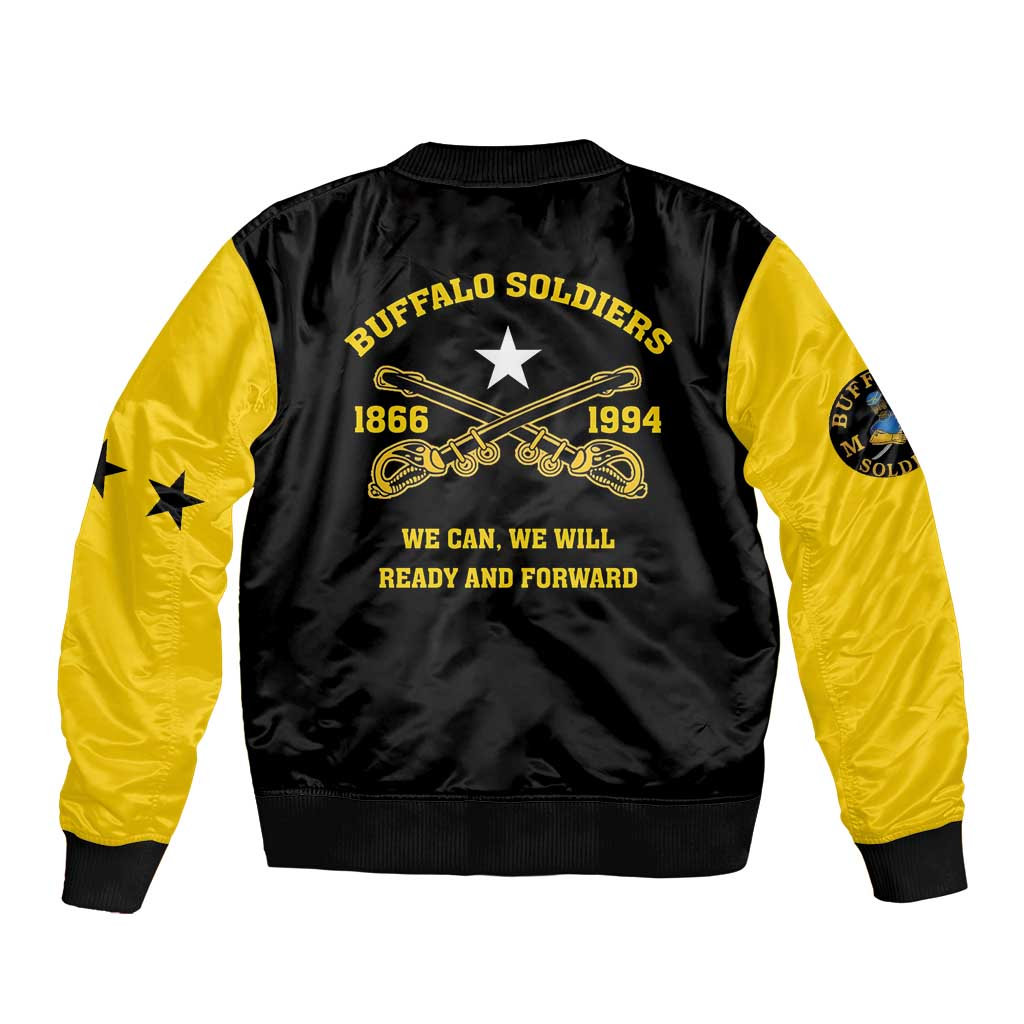 Personalized Buffalo Soldier Sleeve Zip Bomber Jacket We Can We Will Ready And Forward - Wonder Print Shop