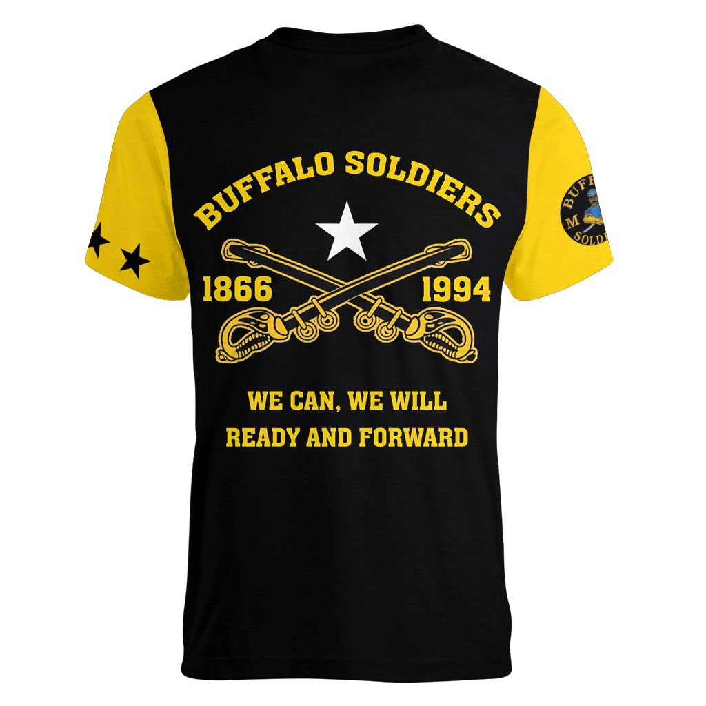 Personalized Buffalo Soldier Women V-Neck T-Shirt We Can We Will Ready And Forward - Wonder Print Shop