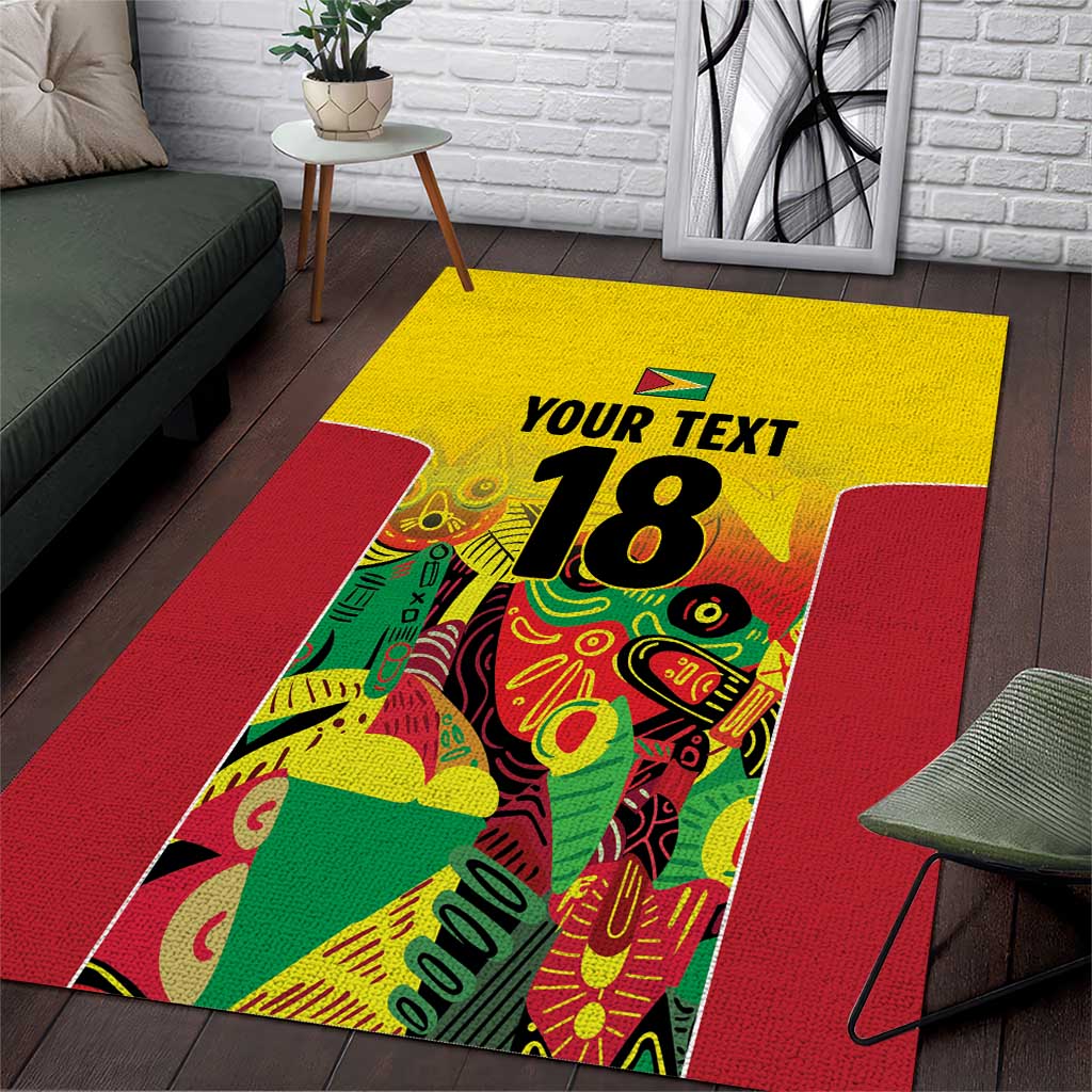 Custom Guyana Football Area Rug Golden Jaguars Spirit - Yellow - Wonder Print Shop