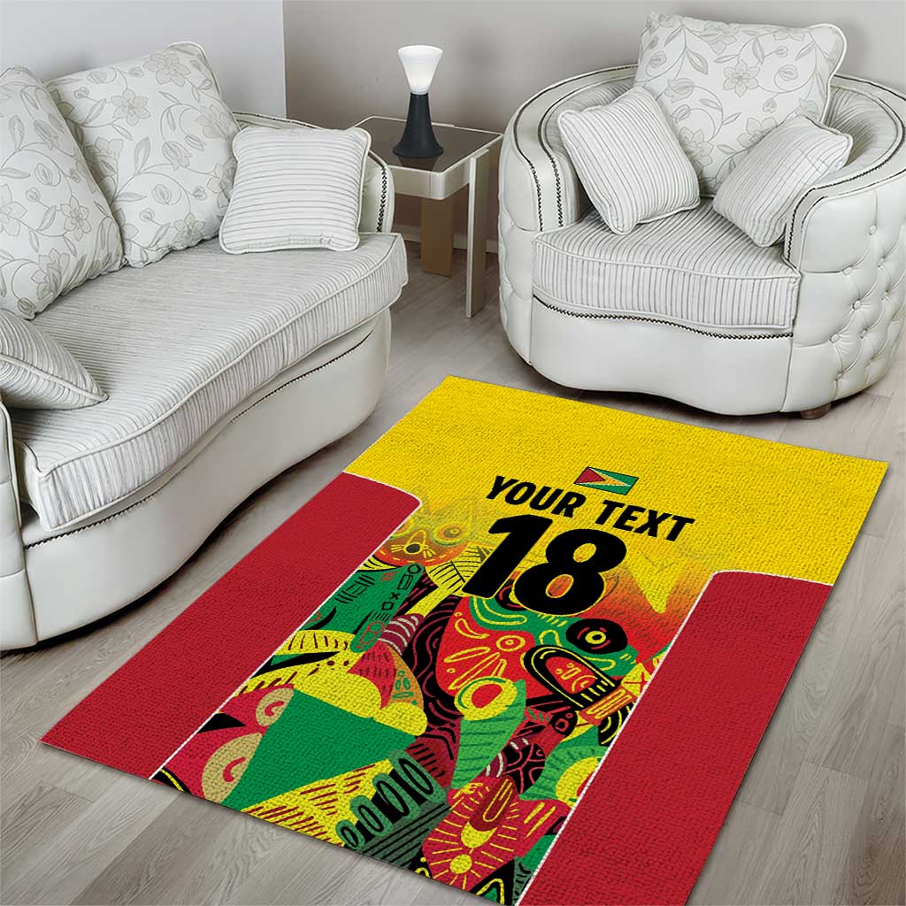 Custom Guyana Football Area Rug Golden Jaguars Spirit - Yellow - Wonder Print Shop