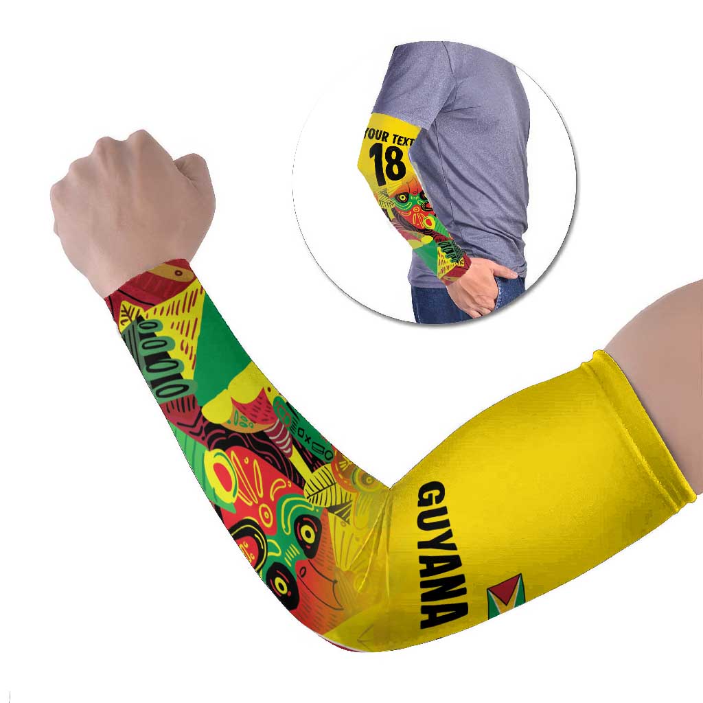 Custom Guyana Football Arm Sleeves Golden Jaguars Spirit - Yellow - Wonder Print Shop