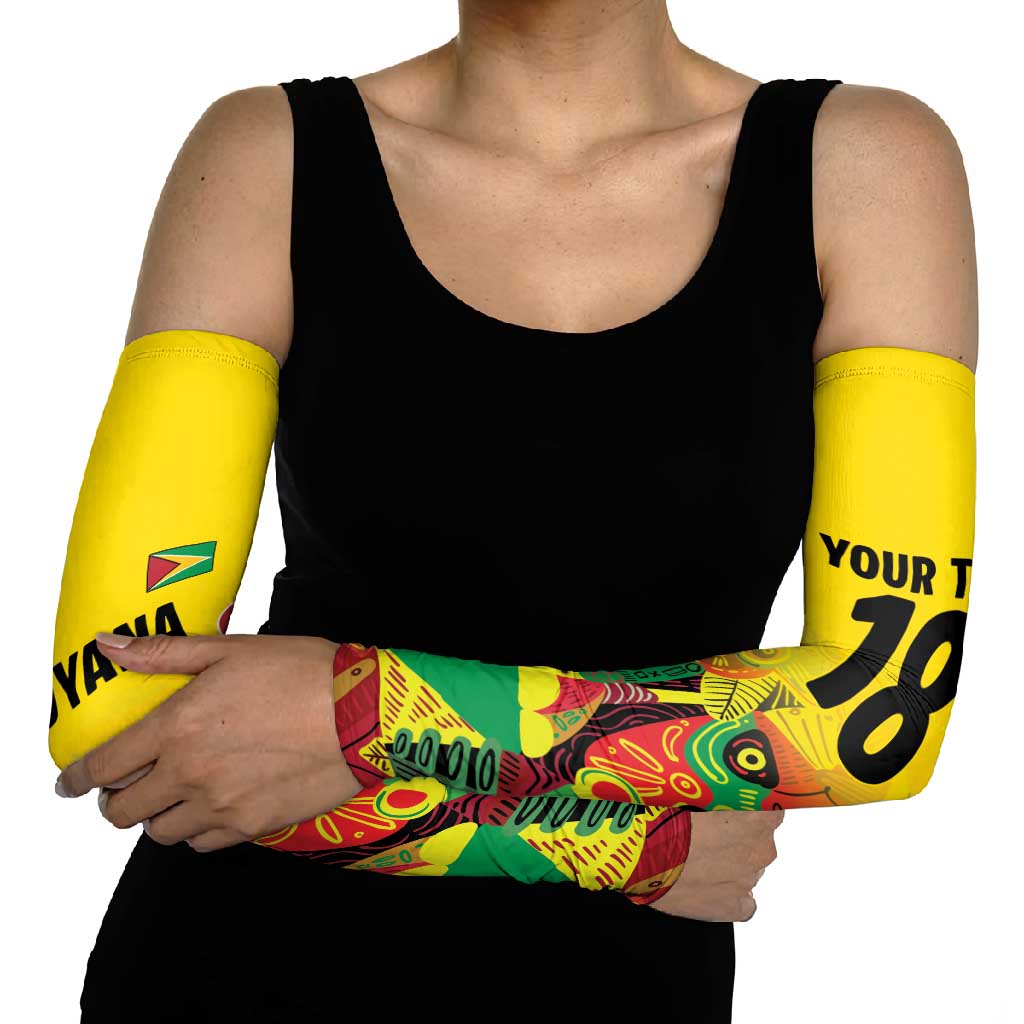 Custom Guyana Football Arm Sleeves Golden Jaguars Spirit - Yellow - Wonder Print Shop